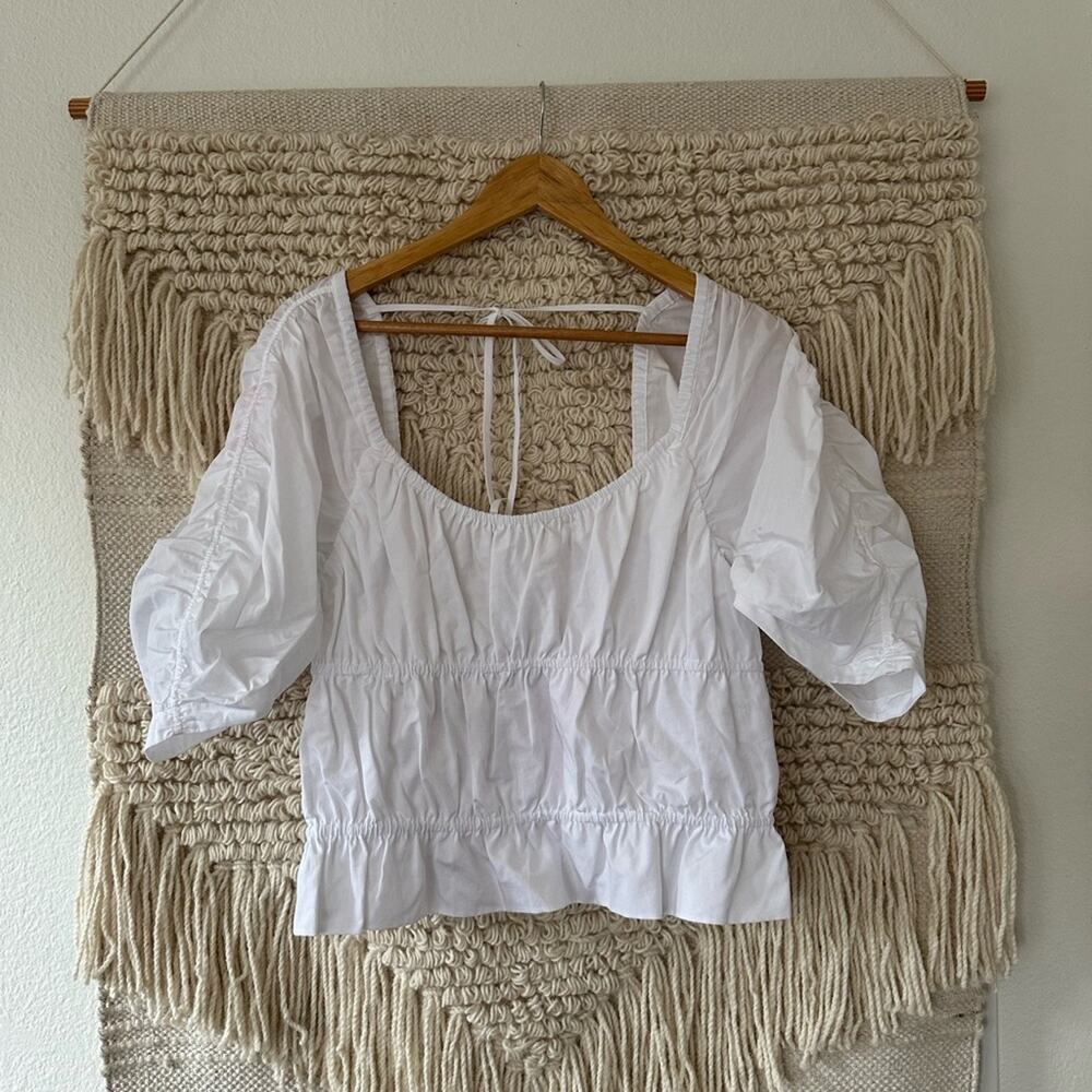 Derek Lam 10 Crosby Smocked White Top NWT